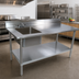 Thumbnail image #2 for John Boos 60-Inch Prep Sink Table with Left Bowl, 5-Inch Backsplash, Faucet and Galvanized Base
