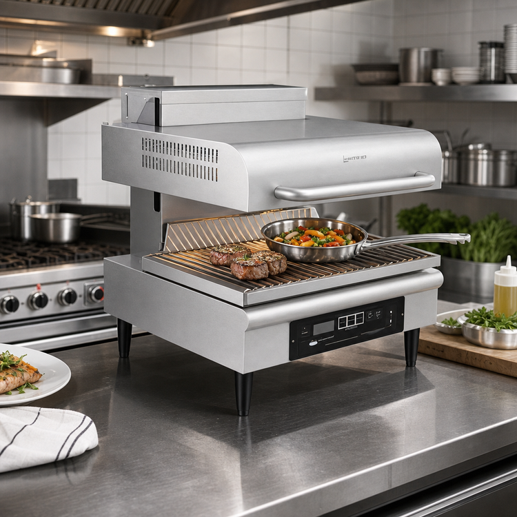 Product image #2 for Hatco SAL-1-240 Countertop Electric Salamander Broiler with Adjustable Hood, Flat Touch Controls, 240V