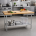 Thumbnail image #2 for Advance Tabco 60 x 24 Inch Laminated Hard Maple Top Work Table with Stainless Steel Open Base and Adjustable Undershelf