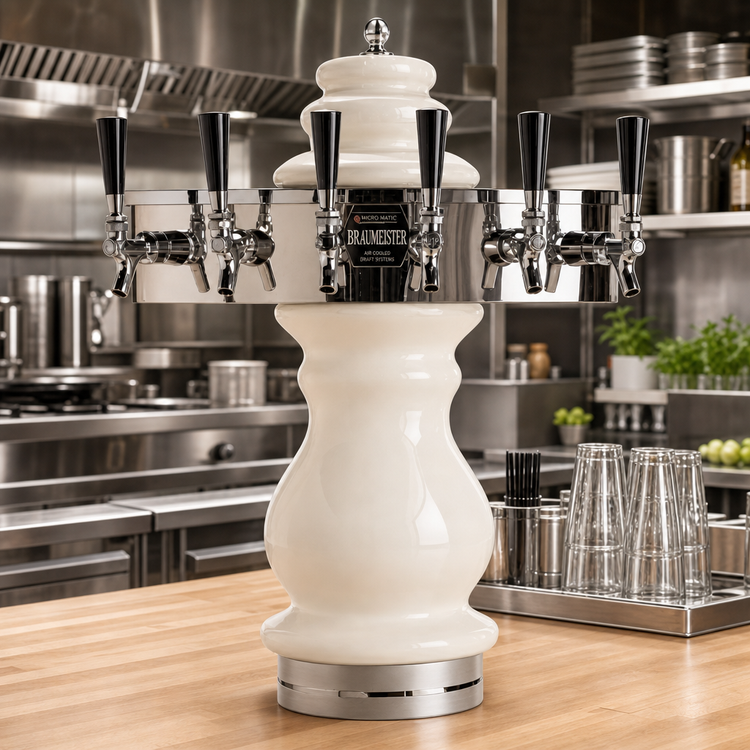 Product image #2 for Micro Matic Braumeister Countertop Air-Cooled Draft Beer Tower with 6 Brass-Body Faucets
