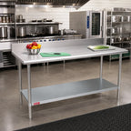 Thumbnail image #2 for Duke Manufacturing 416-36108-5R 400 Series Stainless Steel Work Table, 108 x 36 Inches, 5-Inch Riser, Galvanized Undershelf