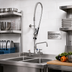 Thumbnail image #2 for EverSteel 8-Inch Centers Wall-Mount Pre-Rinse Mixing Faucet with 12-Inch Swing Nozzle and 44-Inch Hose