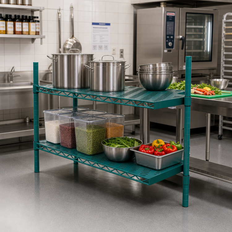 Product image #2 for QuadPlus 60 x 24-Inch Louvered Green Polymer Shelf Mat with Wire QuadTruss Frame
