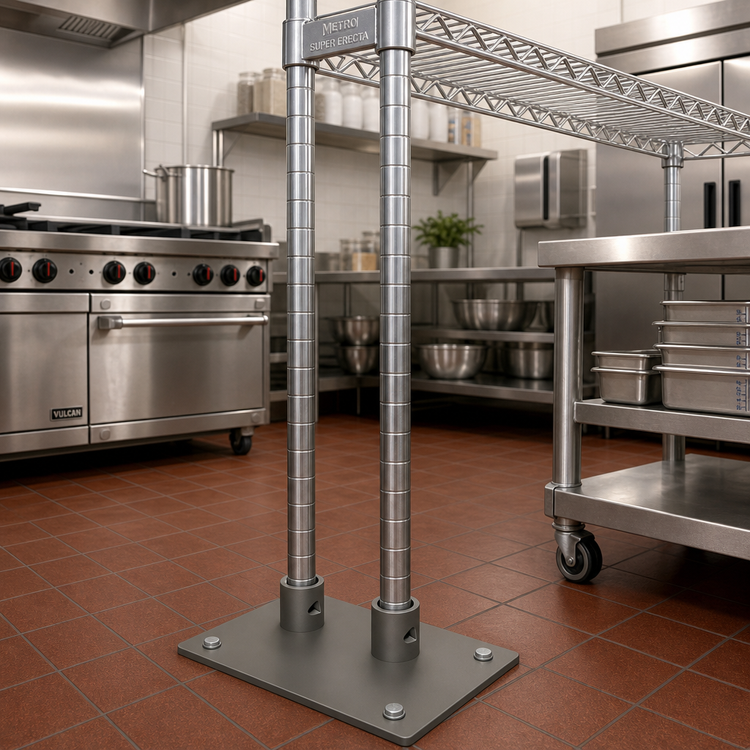 Product image #2 for Metro Super Erecta Seismic HCAI Preapproval 2-Post Rectangular 5-Bolt Base Plate Kit