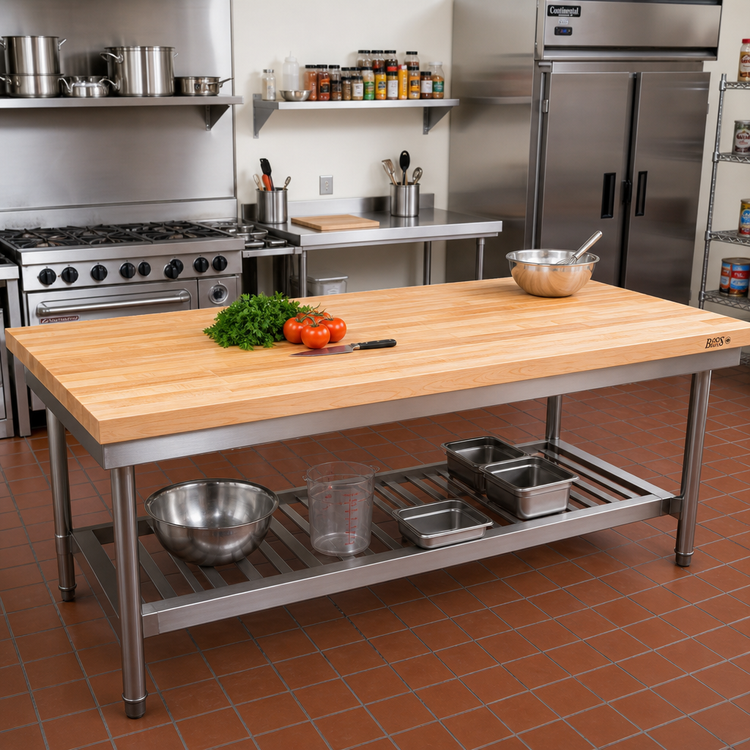 Product image #2 for John Boos 84-Inch x 42-Inch x 2-1/4-Inch Edge Grain Hard Rock Maple Wood Work Table Top