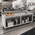Thumbnail image #2 for John Boos Stainless Steel Work Table with Open Front Cabinet Base, 144W x 24D, 5-Inch Backsplash