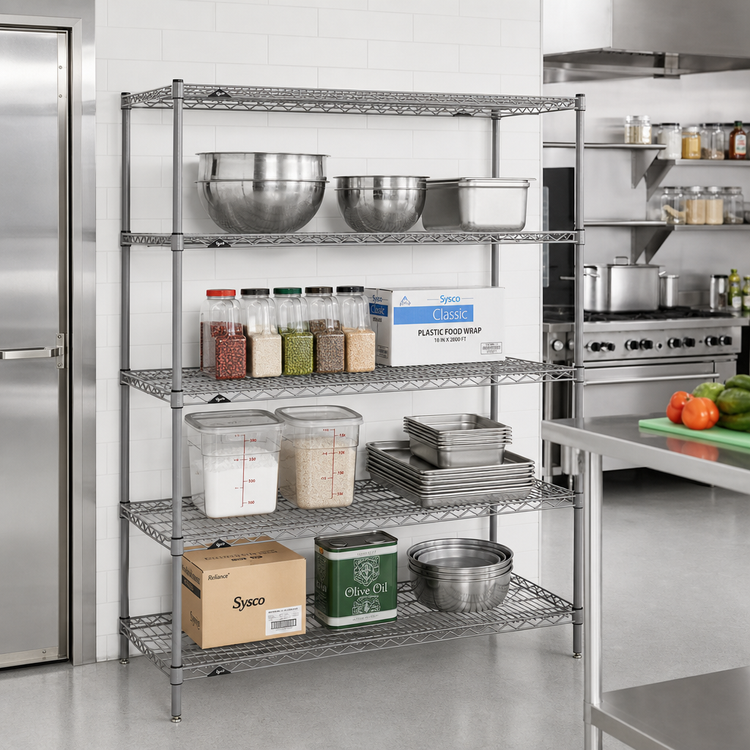 Product image #2 for Super Erecta Stationary Starter Wire Shelving Unit, 60 x 24 x 63 Inches, 4 Shelves, Gray Epoxy-Coated