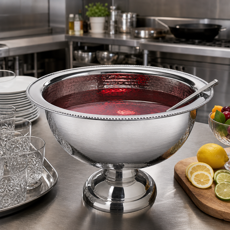 Product image #2 for American Metalcraft Hammered Stainless Steel Punch Bowl, 8 Quart, 17-Inch Diameter
