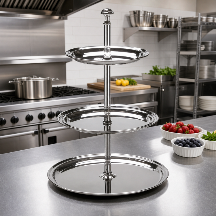 Product image #2 for American Metalcraft Three-Tier Round Stainless Steel Display Stand