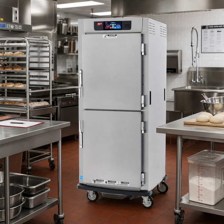 Product image #2 for Metro C5 9 Series Full-Height Mobile Controlled Humidity Heated Holding and Proofing Cabinet with Solid Dutch Doors and Universal Wire Slides