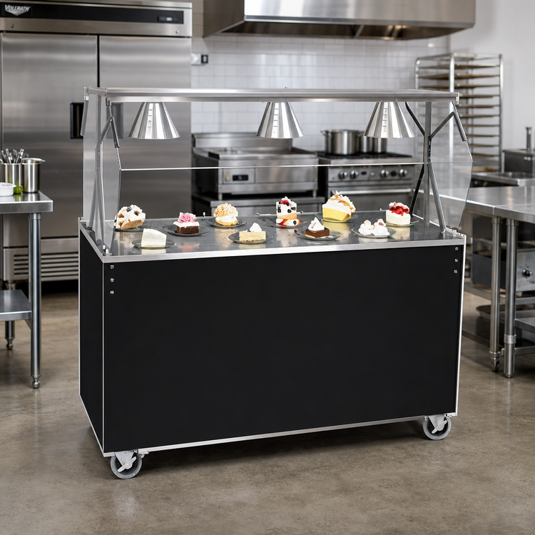 Product image #2 for Vollrath 2-Series Affordable Portable 60-Inch Mobile Stainless Steel Utility Station with Buffet Breath Guard and Storage Base