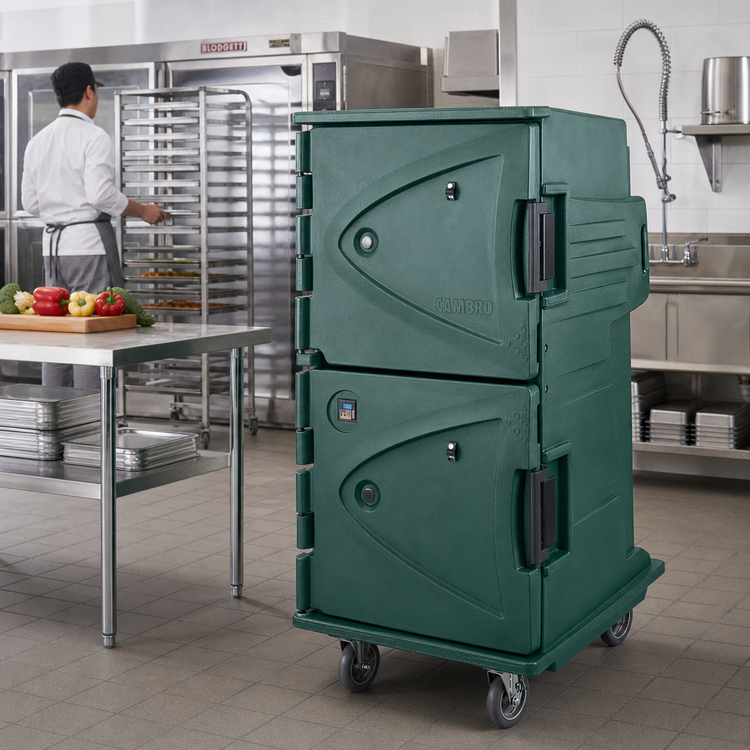 Product image #3 for Cambro Camtherm® Tall Profile Electric Hot/Cold Holding Cabinet Cart, Double Door, 12 Sheet Pan Capacity
