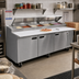 Thumbnail image #2 for Delfield LiquiTec 99-Inch Three-Section Self-Contained Refrigerated Pizza Prep Table with Raised Rail