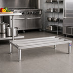 Thumbnail image #3 for John Boos JB01 1-Tier Stainless Steel Dunnage Rack, 34"W x 20"D x 12"H, All-Welded with Adjustable Feet
