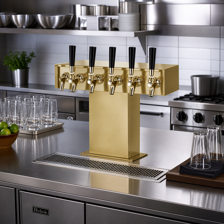 Product image #2 for Perlick 5-Faucet Tee Tower Beer Dispensing Kit, Tarnish-Free Brass