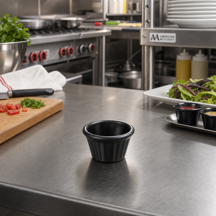 Product image #2 for American Metalcraft 4 oz Black Fluted Melamine Ramekin