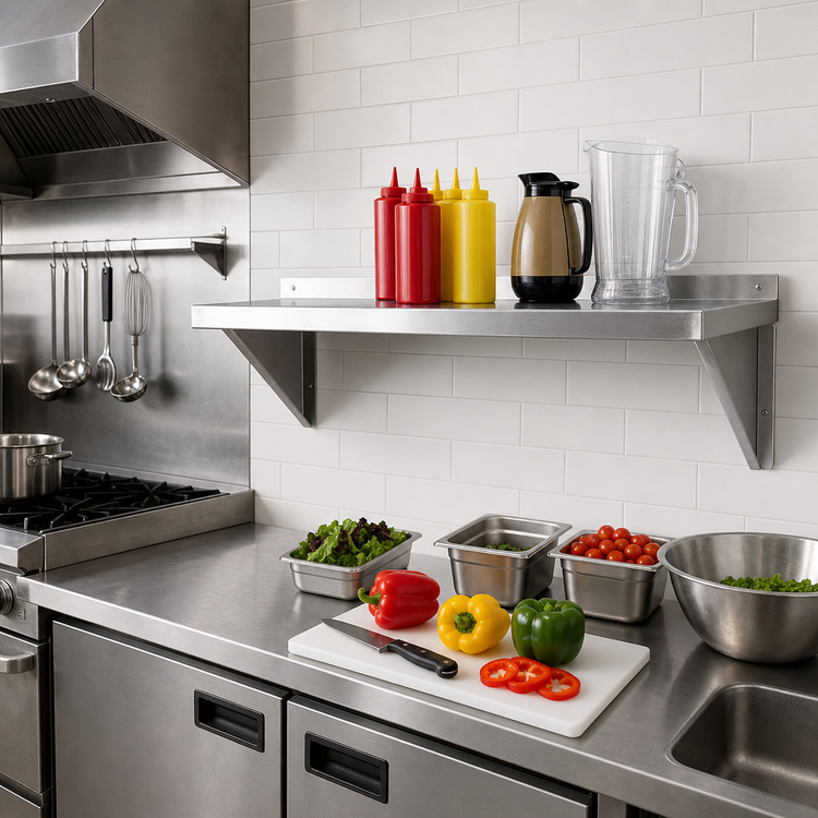 Product image #2 for New Age Heavy-Duty Solid Wall Shelf, 24 x 15 Inches, 12 Gauge Aluminum