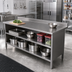 Thumbnail image #2 for John Boos Open Front Cabinet Base Work Table with 16-Gauge Stainless Steel Top and 5-Inch Backsplash, 72 x 30 Inches