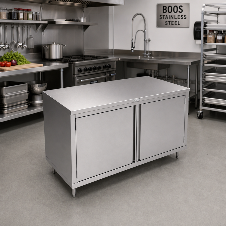 Product image #2 for John Boos 48-Inch x 36-Inch Stainless Steel Enclosed Work Table with Cabinet Base and Hinged Doors
