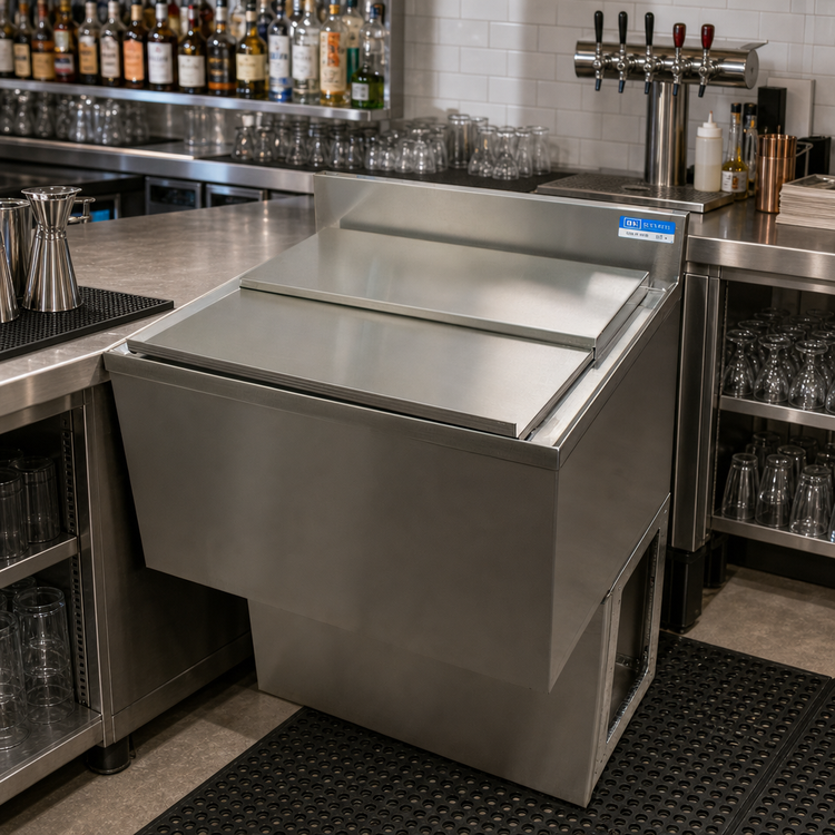 Product image #2 for BK Resources 48" x 21-1/4" Underbar Insulated Ice Bin with 8-Circuit Cold Plate, 167 lb Capacity