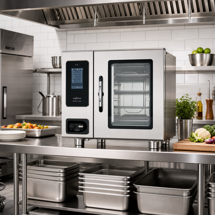 Product image #2 for Alto-Shaam Prodigi Classic 6-10E Boilerless Countertop Electric Combi Oven/Steamer, 7-Pan Capacity