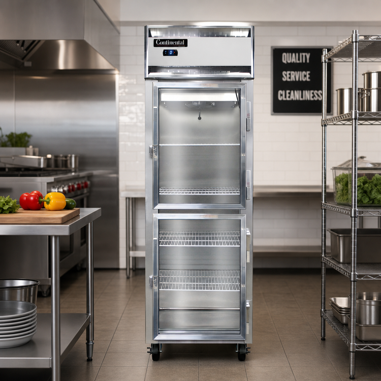 Product image #2 for Continental Refrigerator 1FSNSSGDHD One-Section Shallow Depth Display Freezer with Half Hinged Glass Doors
