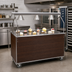 Thumbnail image #2 for Vollrath 2-Series Affordable Portable 60-Inch Mobile Utility Station with Open Storage and Lighted Buffet Breath Guard, Walnut Woodgrain