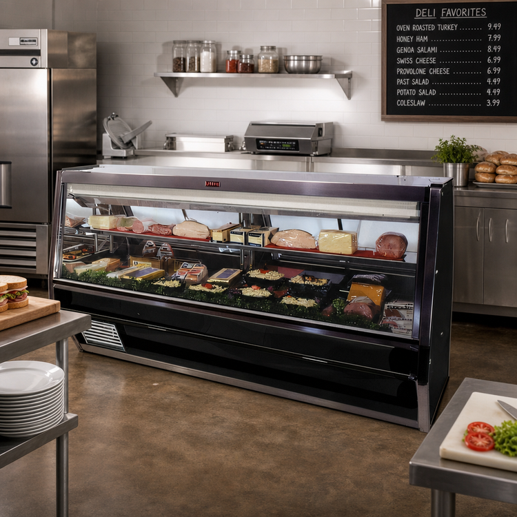 Product image #2 for Howard-McCray 40E Series SC-CDS40E-10-BE-LED Full-Service Deli Meat & Cheese Service Case, 124-1/2-Inch, Straight Glass, Self-Contained Refrigeration