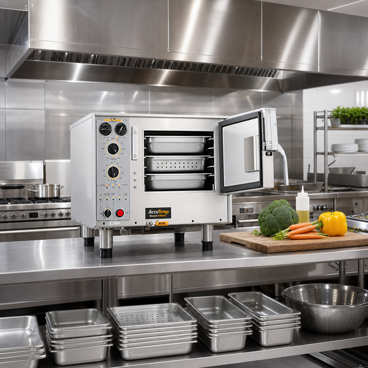 Product image #2 for AccuTemp Steam'N'Hold Boilerless Countertop Electric Convection Steamer, 3-Pan, Connectionless