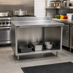 Thumbnail image #2 for Eagle Group Spec-Master UOB2436SEM Stainless Steel Underbar Work Table, Open-Front Cabinet Base, 36 x 24 in, 14-Gauge 304 Top
