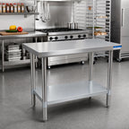 Thumbnail image #2 for BK Resources VTT-4824 48-Inch x 24-Inch 18-Gauge 430 Stainless Steel Work Table with Adjustable Galvanized Undershelf