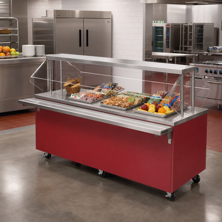 Product image #2 for Dinex Reflections Mobile Modular Solid Top Serving Counter, 60 x 30 x 36 in, Stainless Steel Top, Enclosed Base