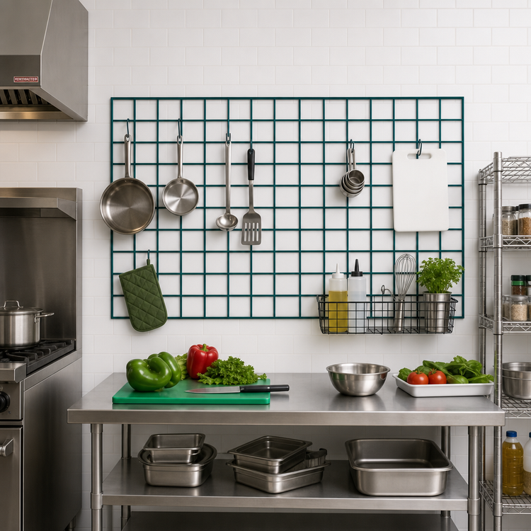 Product image #2 for Quantum Store Grid 48 x 30 Inch Wall-Mounted Grid Panel, Green Epoxy Antimicrobial Finish
