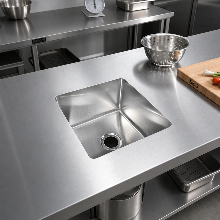 Product image #2 for John Boos Weld-In Undermount Single-Compartment Stainless Steel Sink, 10 Inch x 14 Inch x 10 Inch