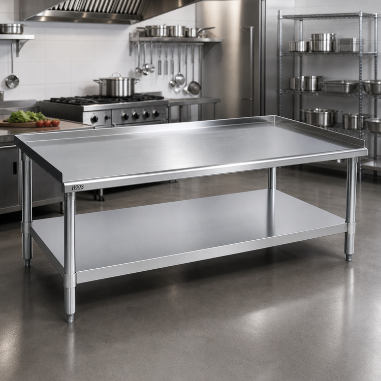 Product image #2 for John Boos Stallion 72-Inch x 30-Inch 18-Gauge Stainless Steel Equipment Stand with Adjustable Undershelf