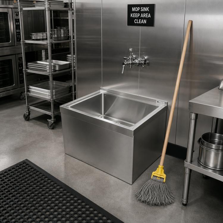 Product image #2 for John Boos Floor Mounted Stainless Steel Mop Sink with 28 x 20 x 6-Inch Compartment