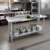 Thumbnail image #2 for 72-Inch x 36-Inch 18/430 Stainless Steel Flat Top Work Table with Galvanized Undershelf