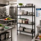 Thumbnail image #2 for Quantum WR86-1830BK 4-Shelf Wire Shelving Starter Kit, 30W x 18D x 86H, Black Epoxy Antimicrobial Finish