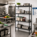 Thumbnail image #2 for Quantum 4-Shelf Wire Shelving Starter Kit, 30W x 18D x 86H, Black Epoxy Antimicrobial Finish