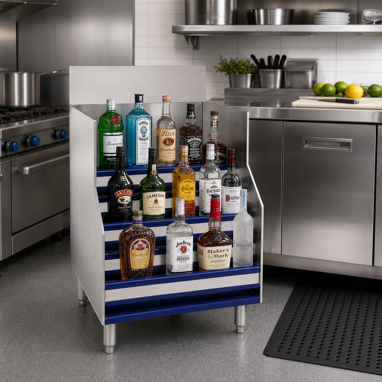 Product image #2 for Advance Tabco Prestige Supreme 24-Inch Freestanding 5-Step Liquor Bottle Display Unit