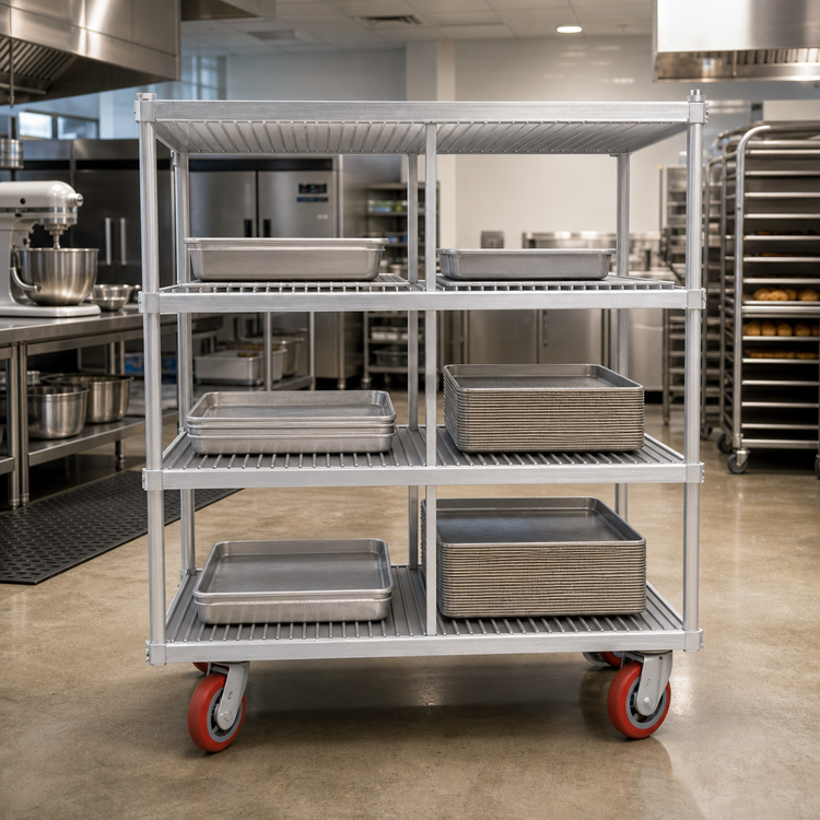 Product image #2 for Lifetime Tough 3-Tier Mobile Tray Drying Rack, Aluminum, 63 x 30 x 60 Inches