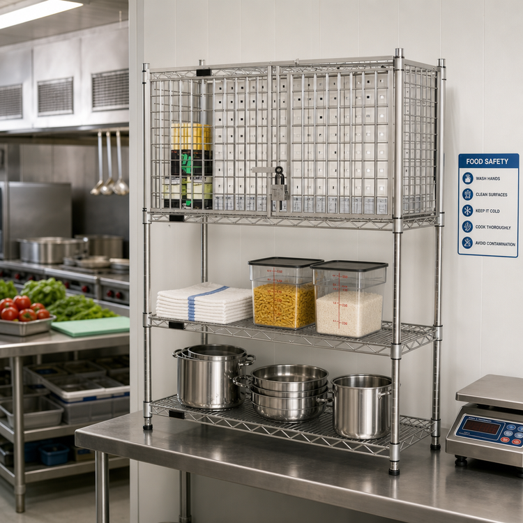 Product image #2 for Eagle Group Stainless Steel Security Enclosure Kit for Wire Shelving, Hinged Doors, 30"W x 24"D