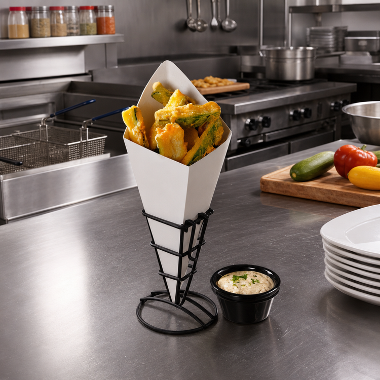 Product image #2 for American Metalcraft Square Stainless Steel Fry Cone Holder, 2 1/2-Inch Top