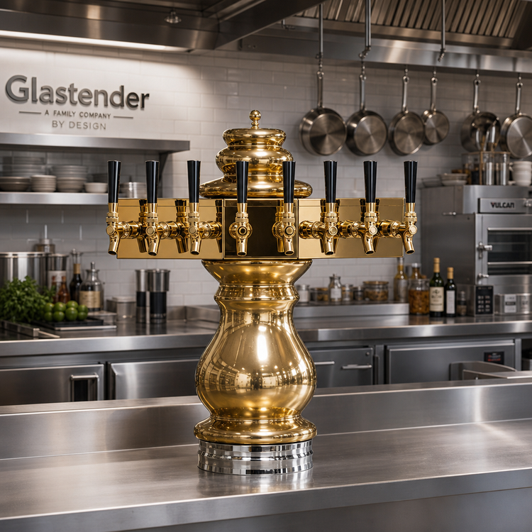 Product image #2 for Glastender Braumeister 8-Faucet Polished Brass Air-Cooled Draft Dispensing Tower