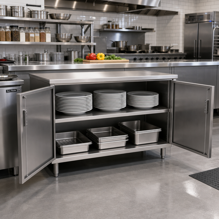 Product image #2 for Spec-Master 48-Inch Stainless Steel Plate Cabinet with Hinged Doors