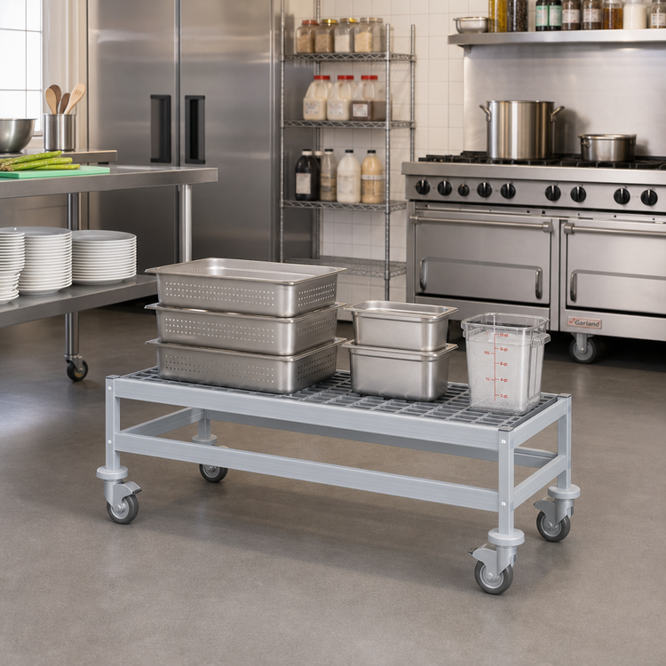 Product image #2 for Fermostock Mobile Louvered Dunnage Rack with 5-Inch Casters, 59 x 18 x 17 Inches, 600 lb Capacity