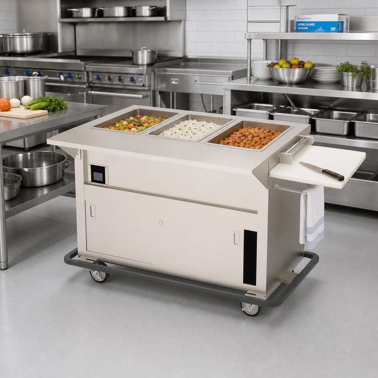 Product image #2 for Thurmaduke EPW-3-CBPG Ganged Portable 3-Well Waterless Hot Food Steamtable with Cutting Board