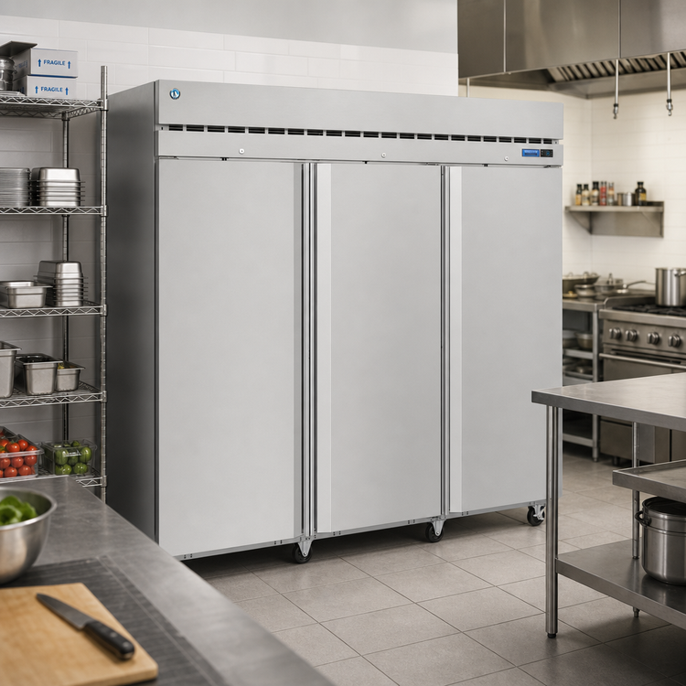 Product image #2 for Hoshizaki Steelheart Three-Section Full Stainless Door Reach-In Refrigerator, 79.03 Cu. Ft., Standard Depth, Top-Mounted Self-Contained