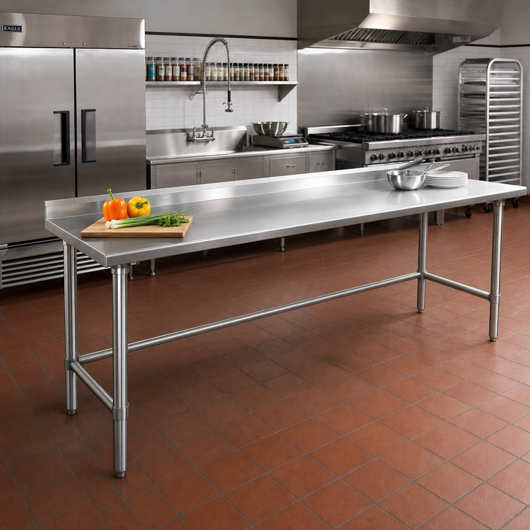 Product image #2 for Eagle Group Deluxe Series 144-Inch x 24-Inch Stainless Steel Work Table with 1-1/2-Inch Rear Up-Turn