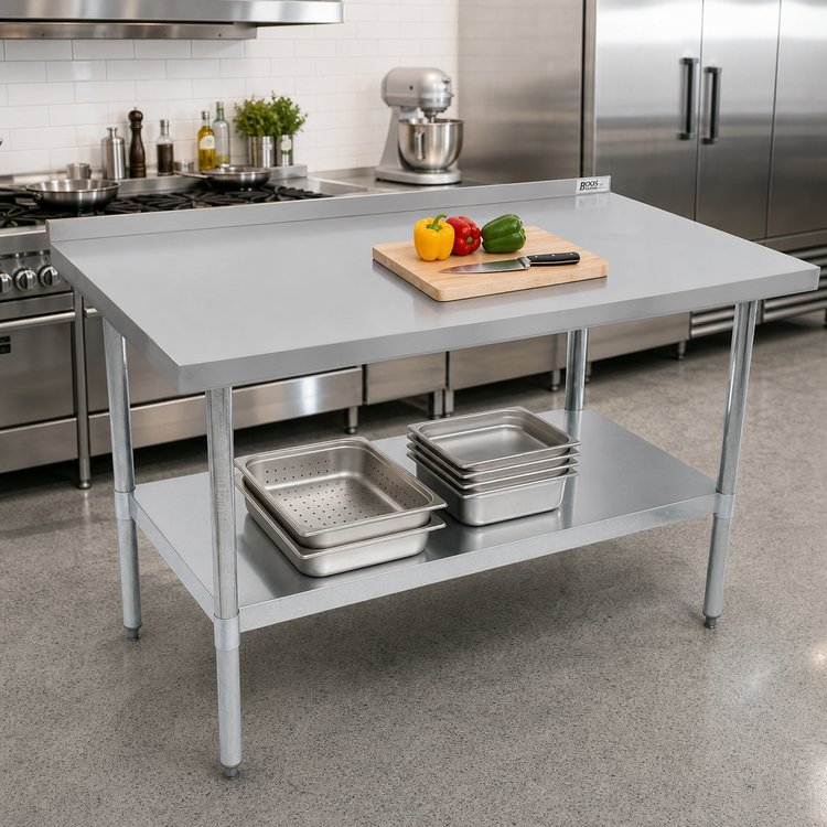 Product image #2 for John Boos Stallion Economy Stainless Steel Top Work Table, 72 x 24 Inches, Galvanized Base, Adjustable Undershelf